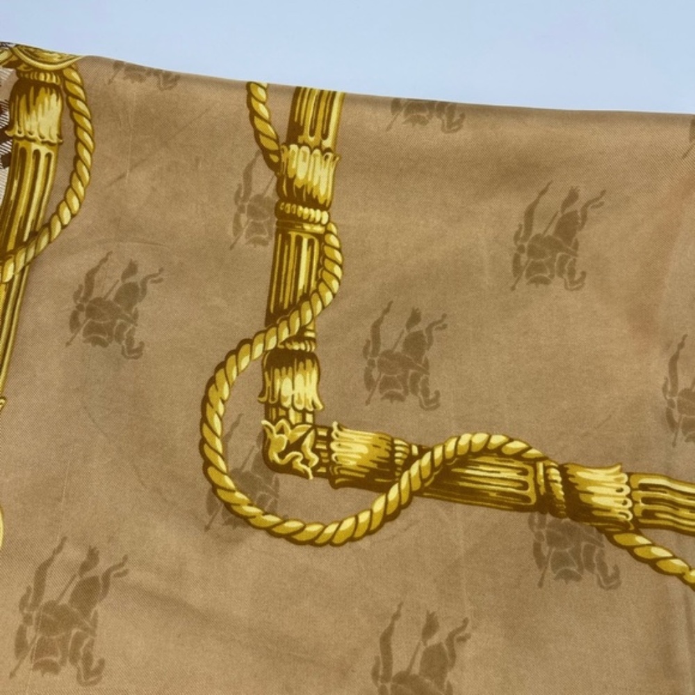 Burberry Vintage Beige and Yellow Check Silk Scarf - Picture 5 of 9